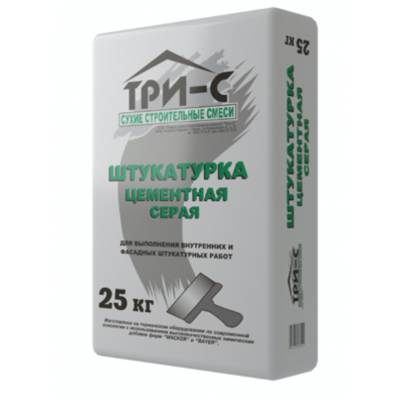 Штукатурка цементная серая Три - С, 25кг